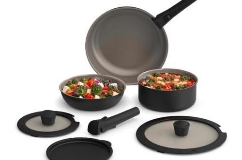 BELLA 8‑Piece Removable Handle Cookware Set